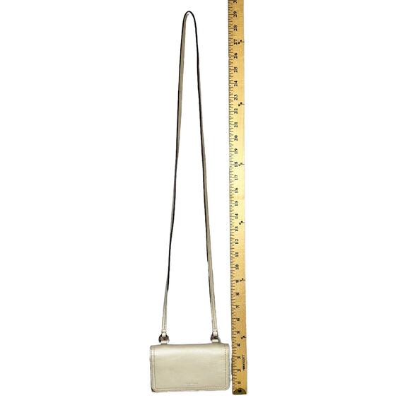 Coach Pearl Cream Metallic Crossbody Wallet Convertible Leather Crossbody Purse - Picture 12 of 14